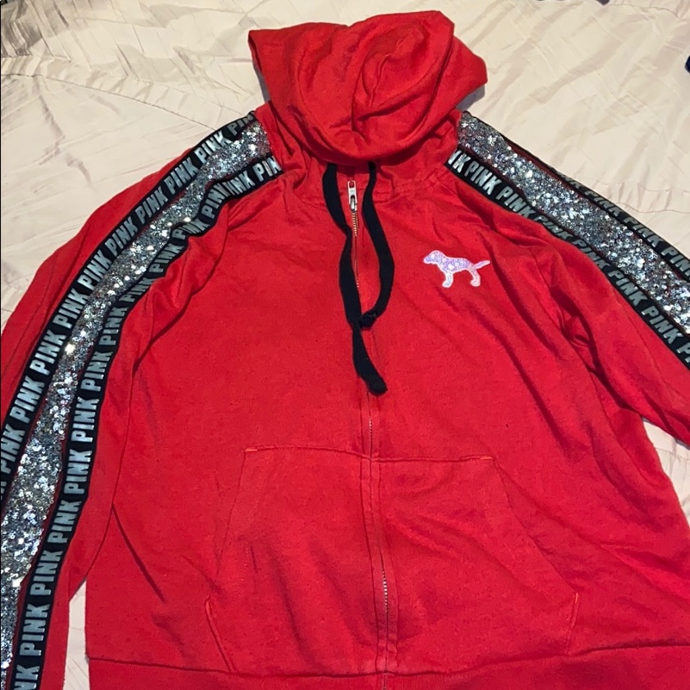 Pink VS red zip up